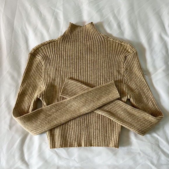 SHEIN Tan Mock-Neck Rib-Knit Sweater Size Small - Picture 8 of 11